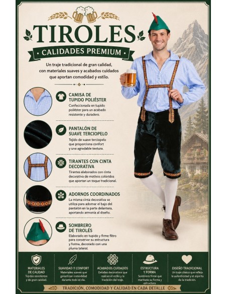Costume Tyrolien Taille L | Costumes pour Adultes Le Roi du Carnaval
